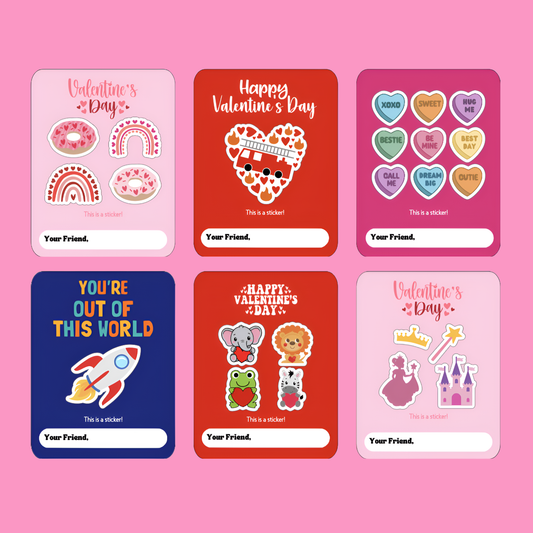 Valentine's Day Sticker Cards – Pack of 10